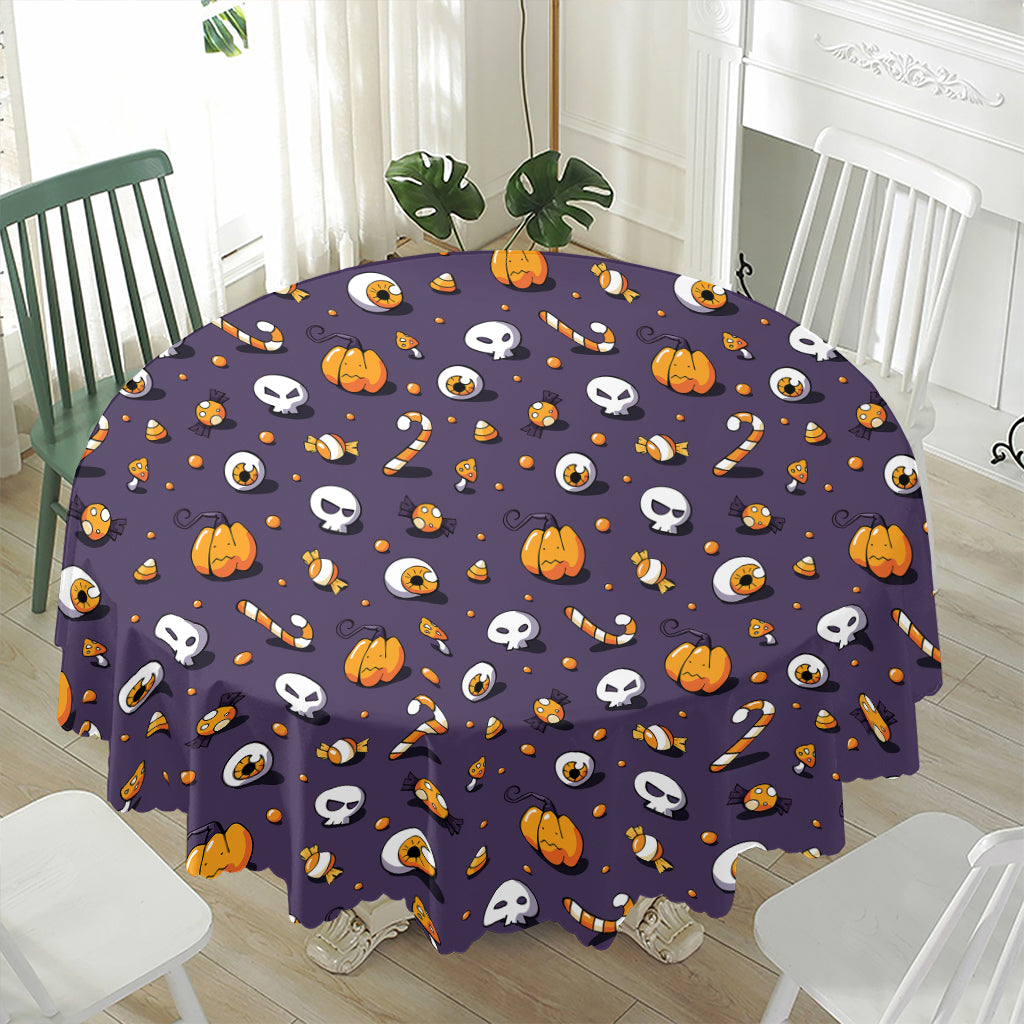 Halloween Eyeball Pattern Print Waterproof Round Tablecloth