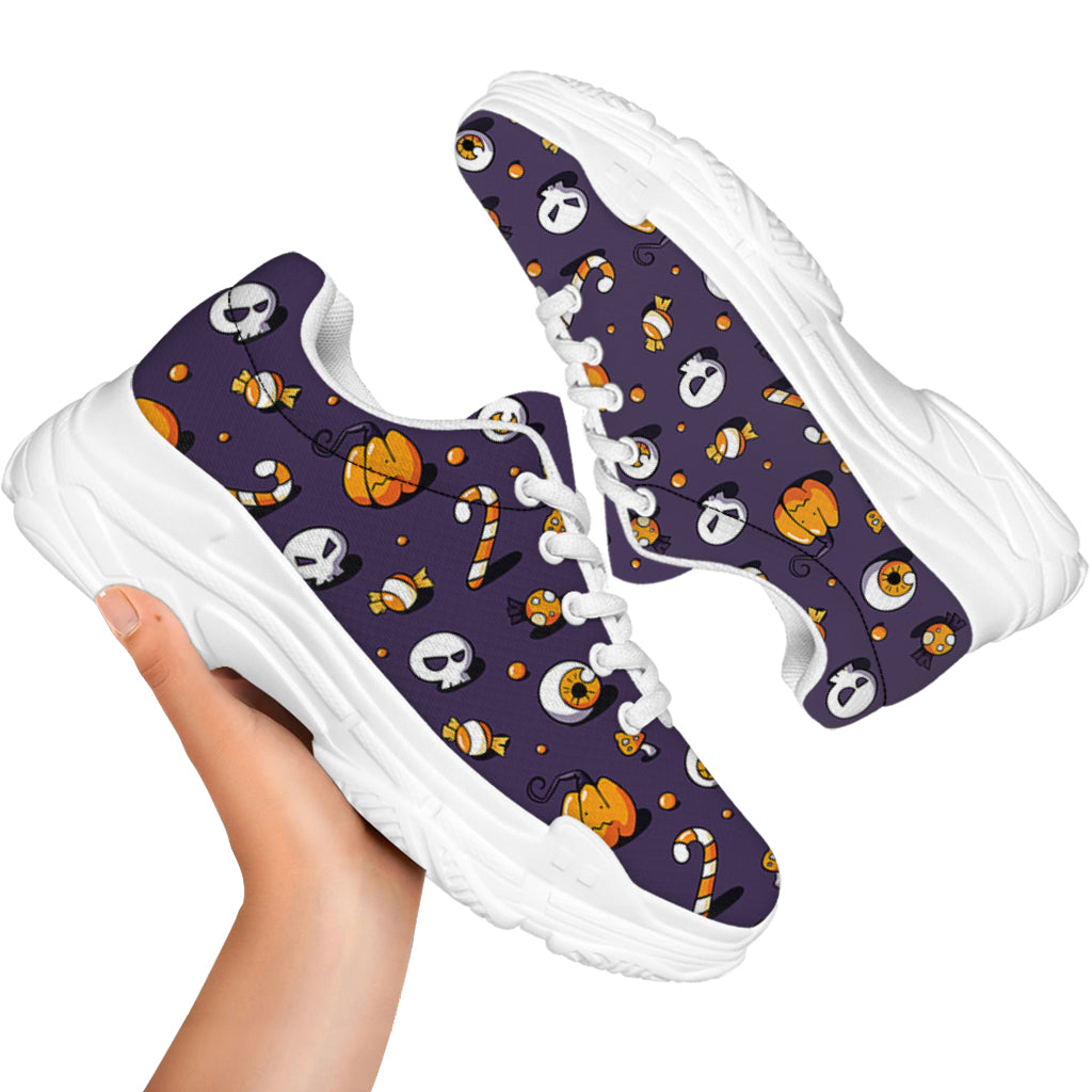 Halloween Eyeball Pattern Print White Chunky Shoes