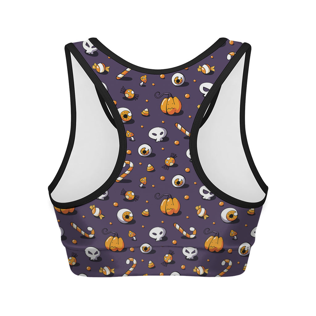 Halloween Eyeball Pattern Print Women's Sports Bra