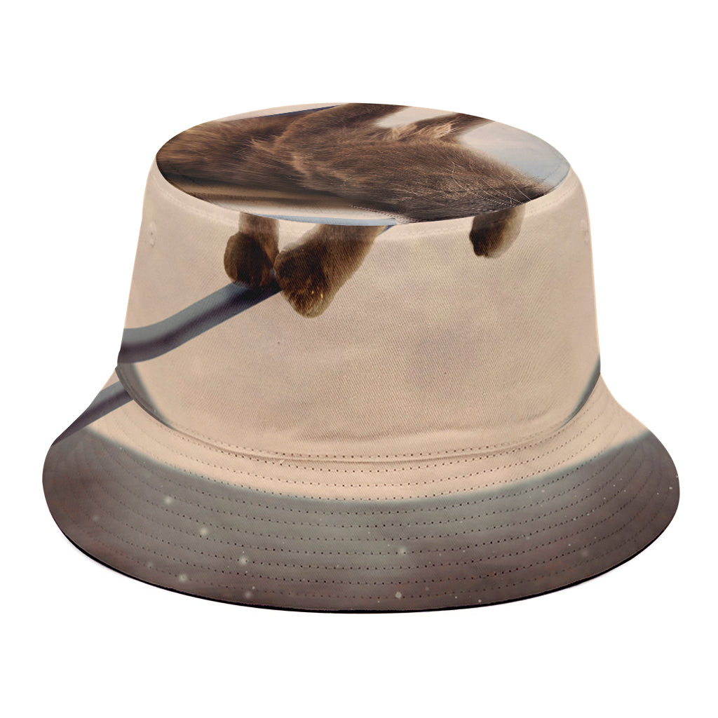 Halloween Flying Witch Cat Print Bucket Hat