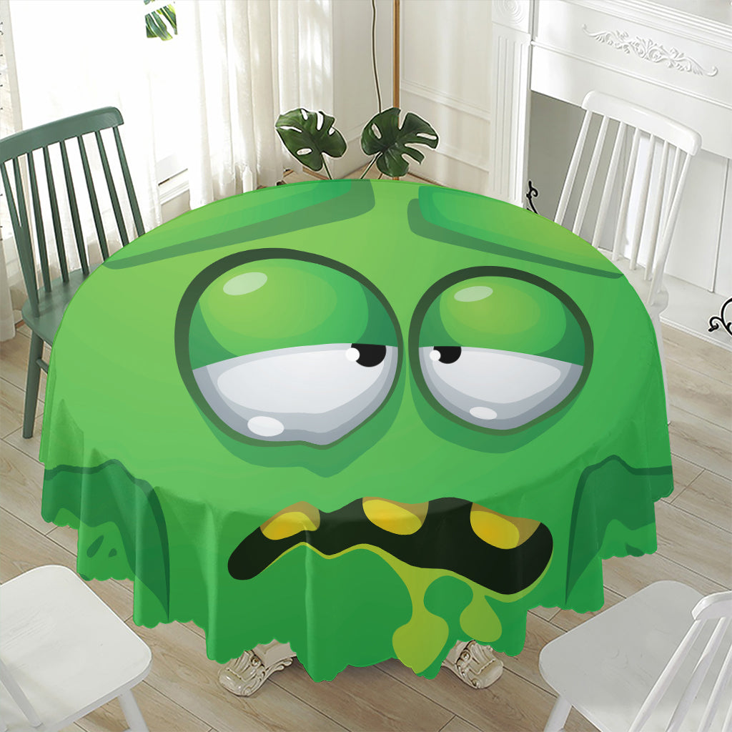 Halloween Frankenstein Face Print Waterproof Round Tablecloth