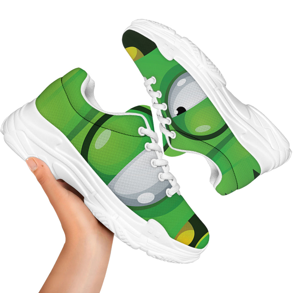 Halloween Frankenstein Face Print White Chunky Shoes