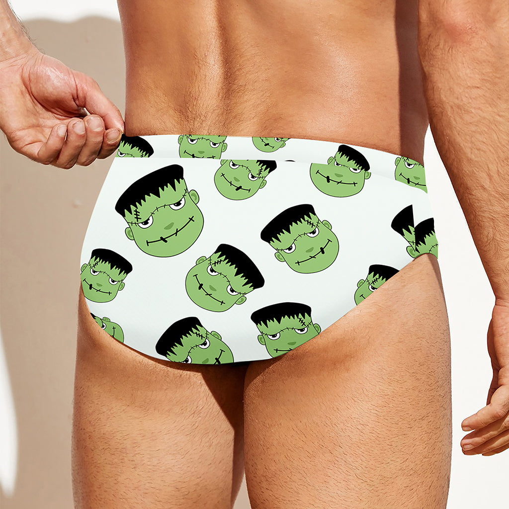 Halloween Frankenstein Pattern Print Men's Swim Briefs
