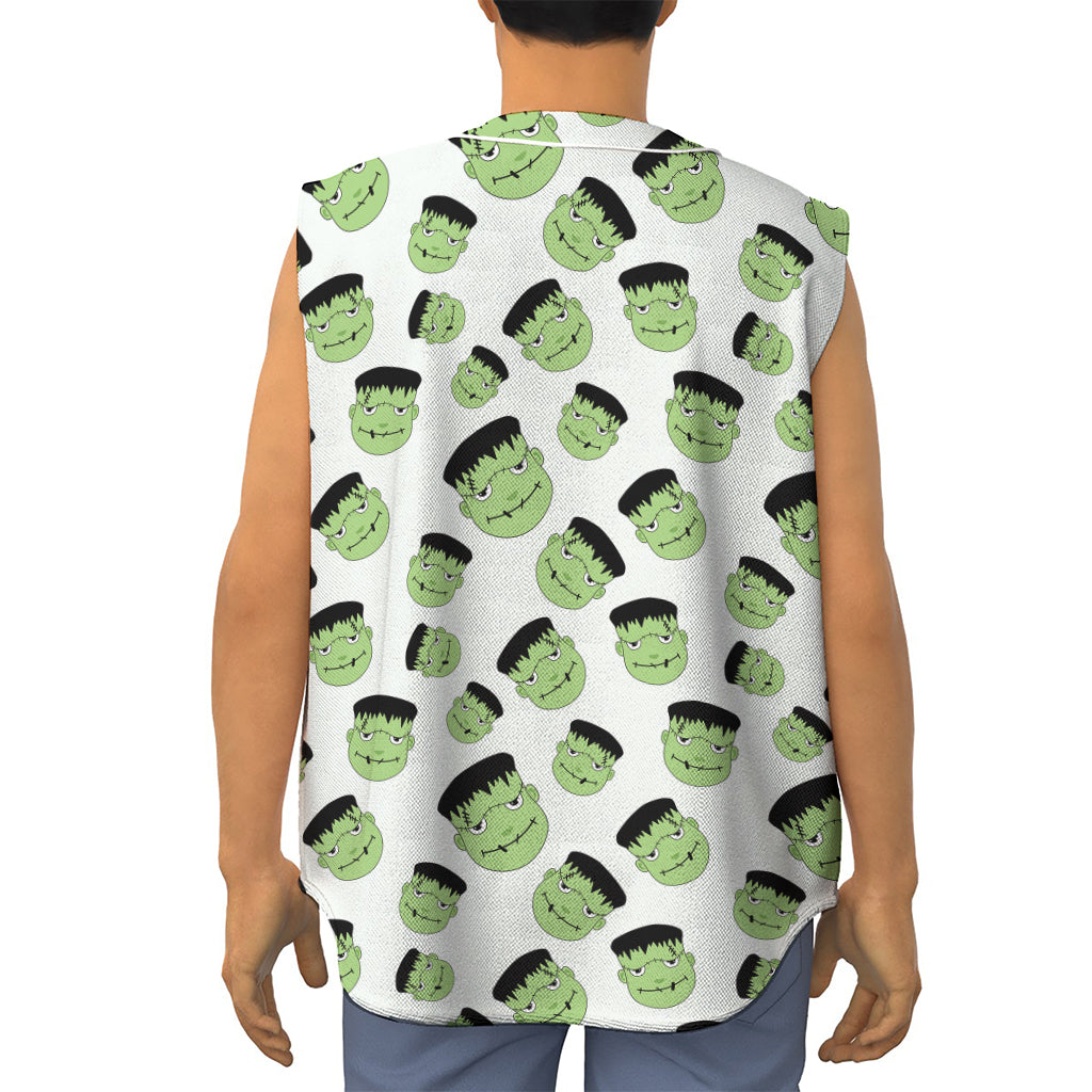 Halloween Frankenstein Pattern Print Sleeveless Baseball Jersey