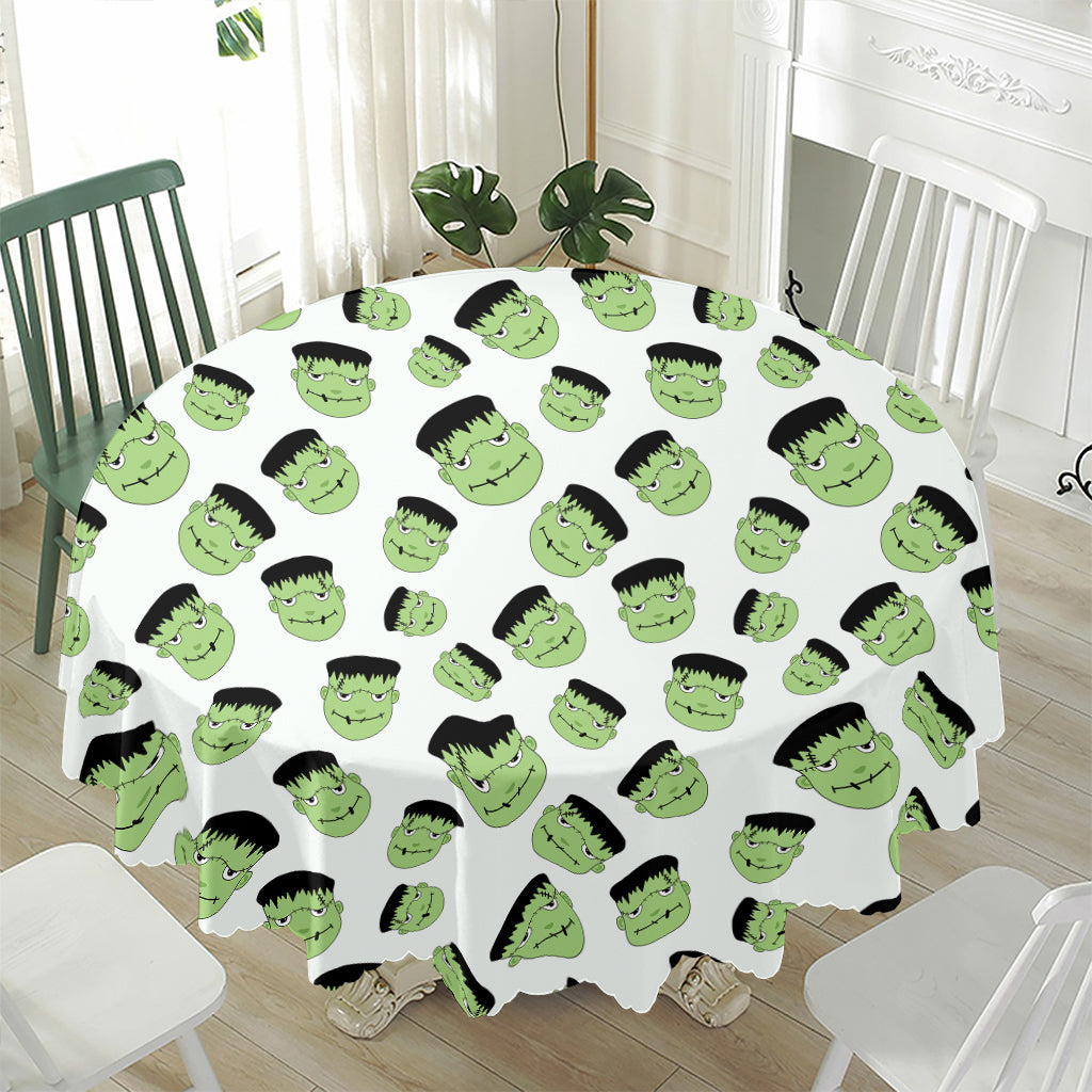 Halloween Frankenstein Pattern Print Waterproof Round Tablecloth