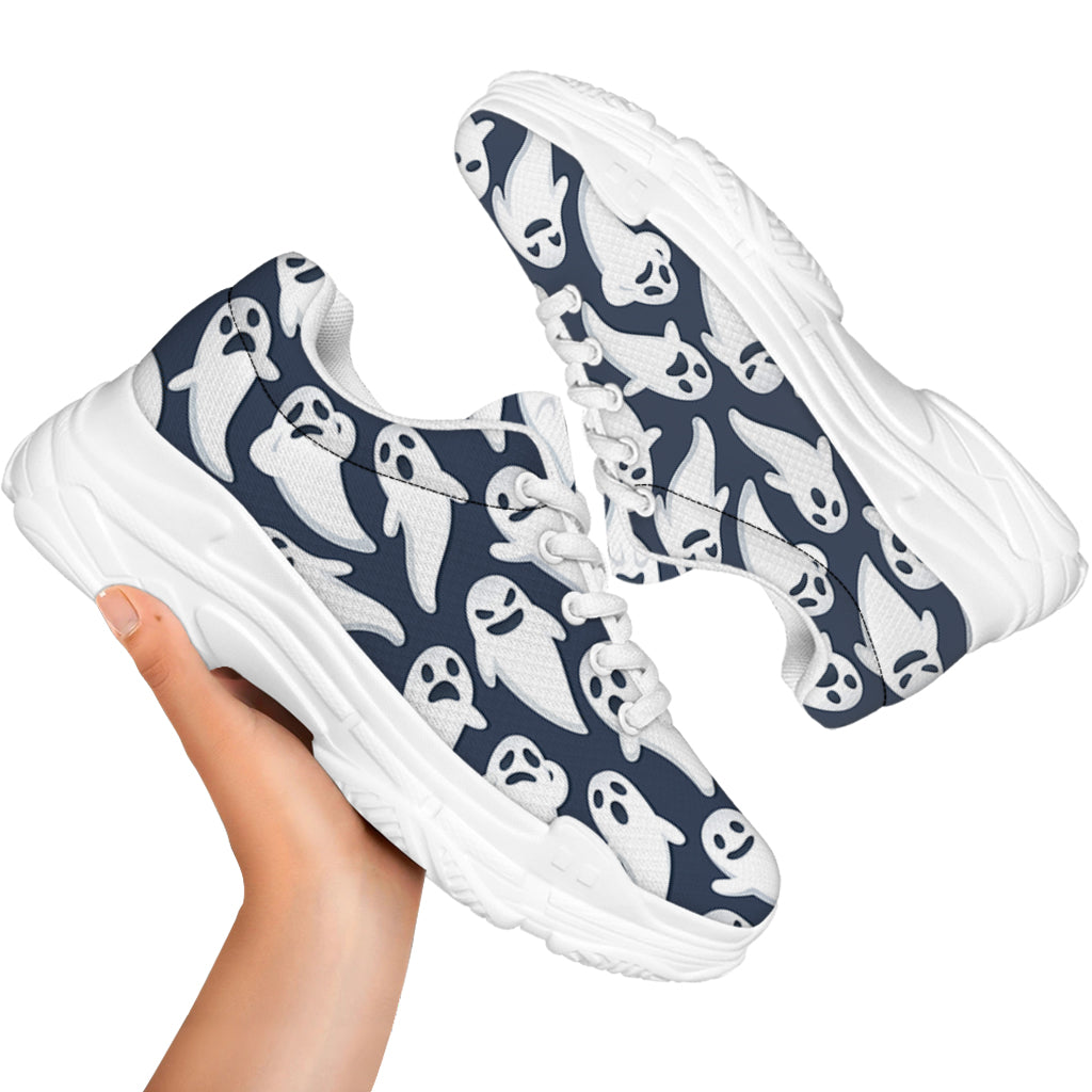 Halloween Ghost Pattern Print White Chunky Shoes