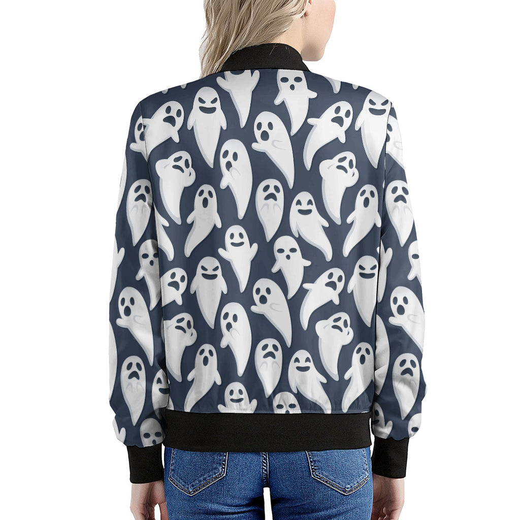 Halloween Ghost Pattern Print Women's Bomber Jacket