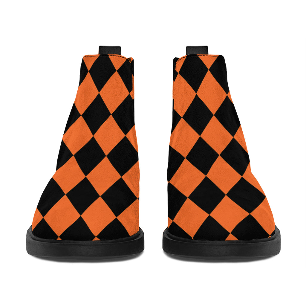 Halloween Harlequin Pattern Print Flat Ankle Boots