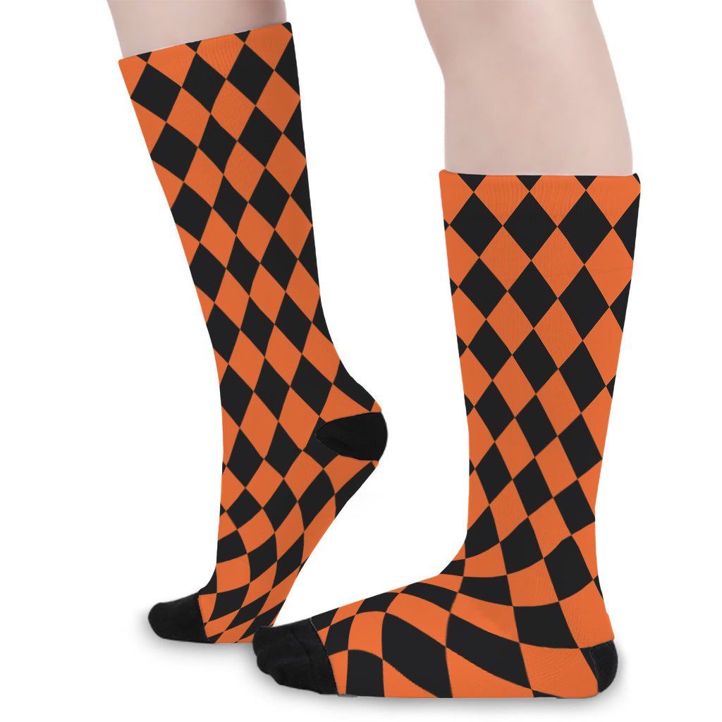 Halloween Harlequin Pattern Print Long Socks