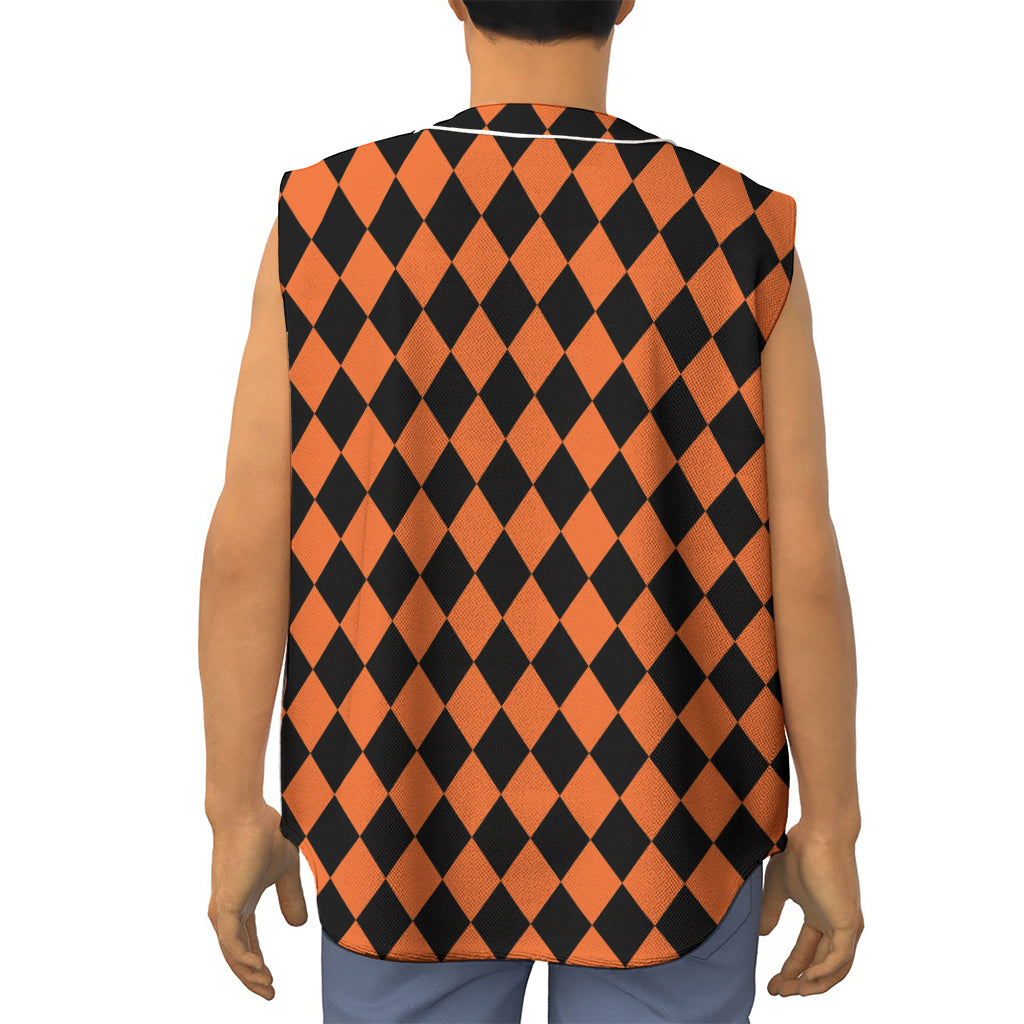 Halloween Harlequin Pattern Print Sleeveless Baseball Jersey