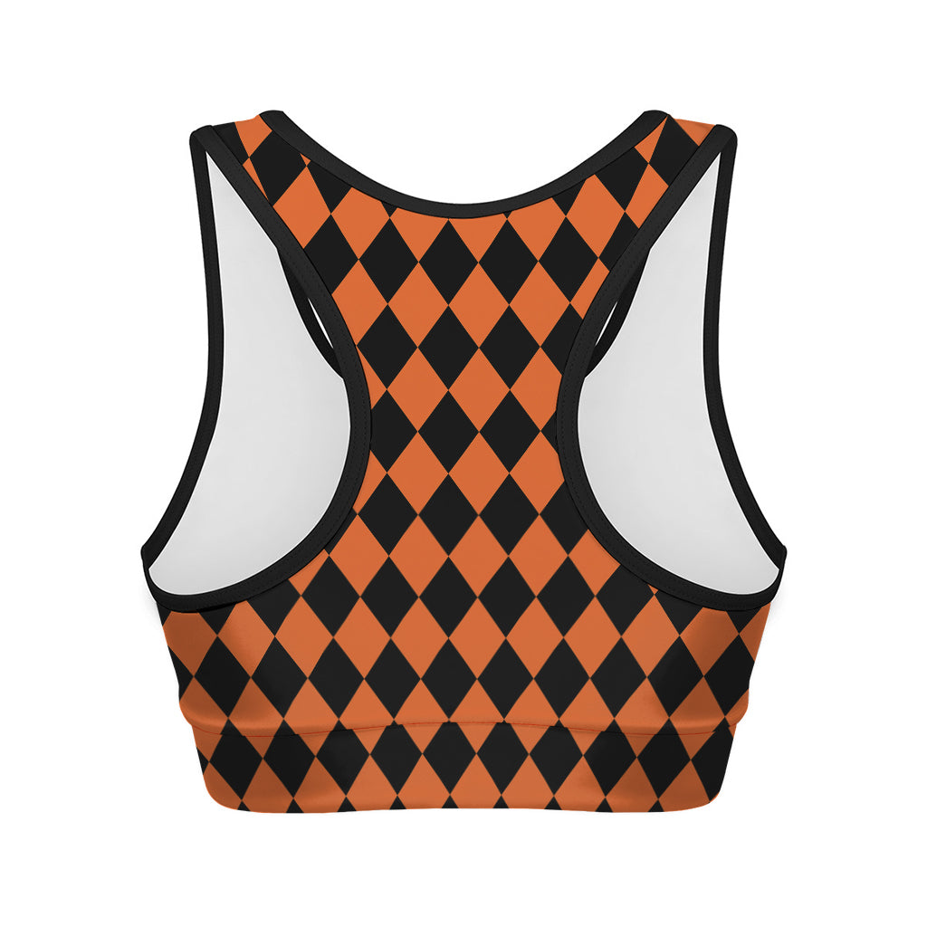 Halloween Harlequin Pattern Print Women's Sports Bra
