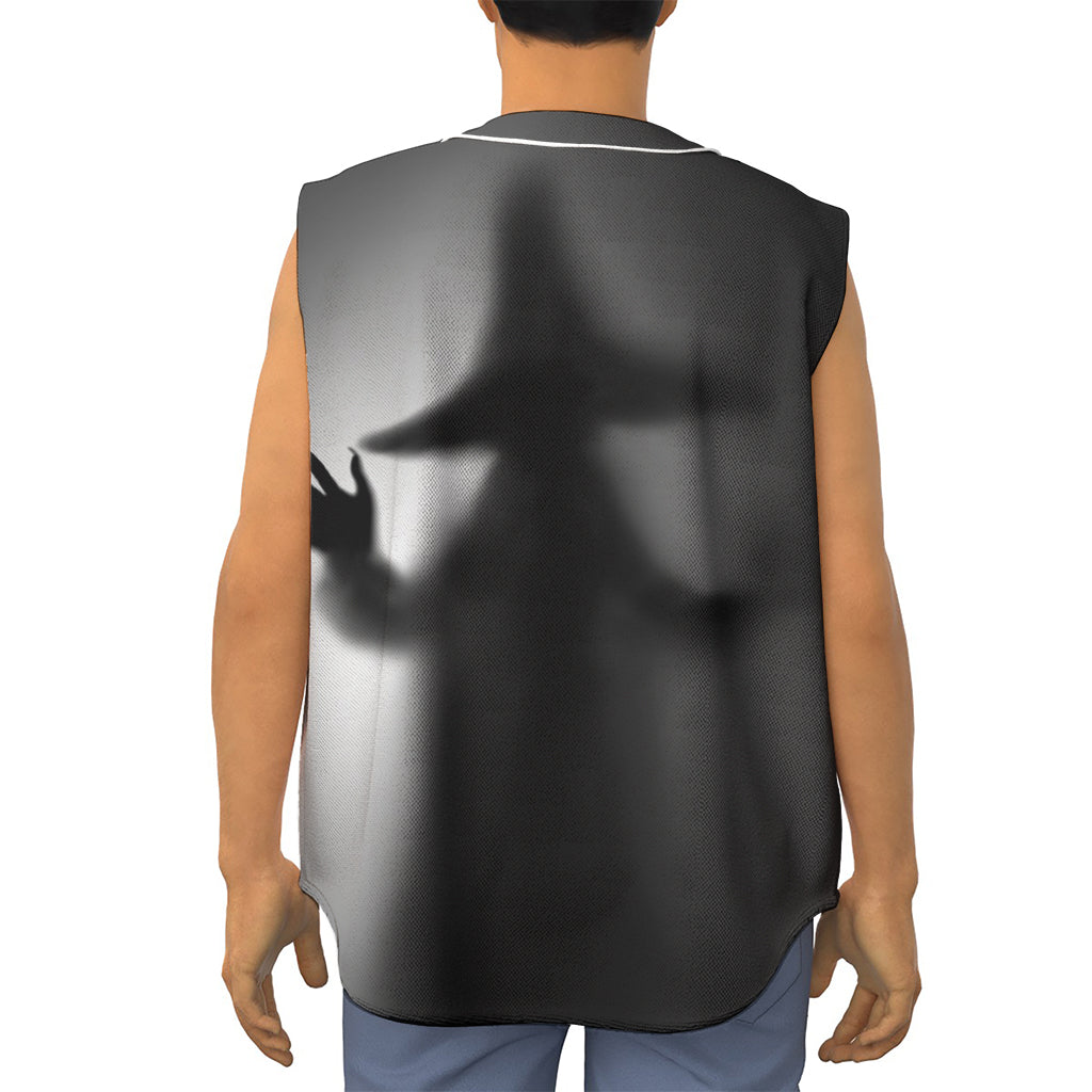Halloween Horror Witch Print Sleeveless Baseball Jersey