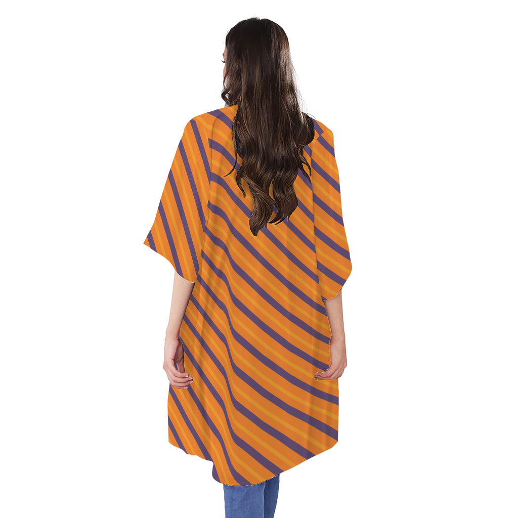Halloween Line Pattern Print Open Front Beach Cover Up