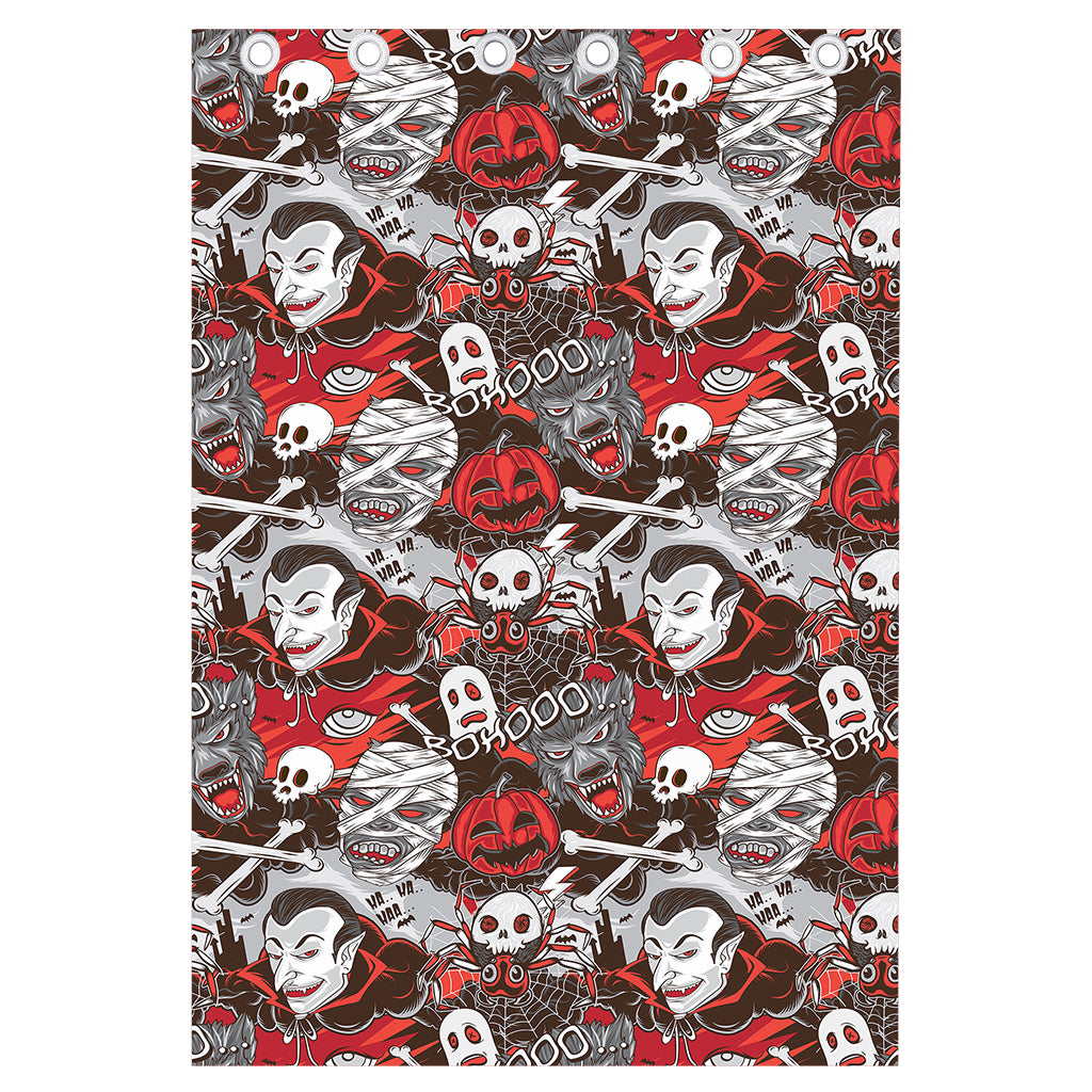 Halloween Monsters Pattern Print Curtain