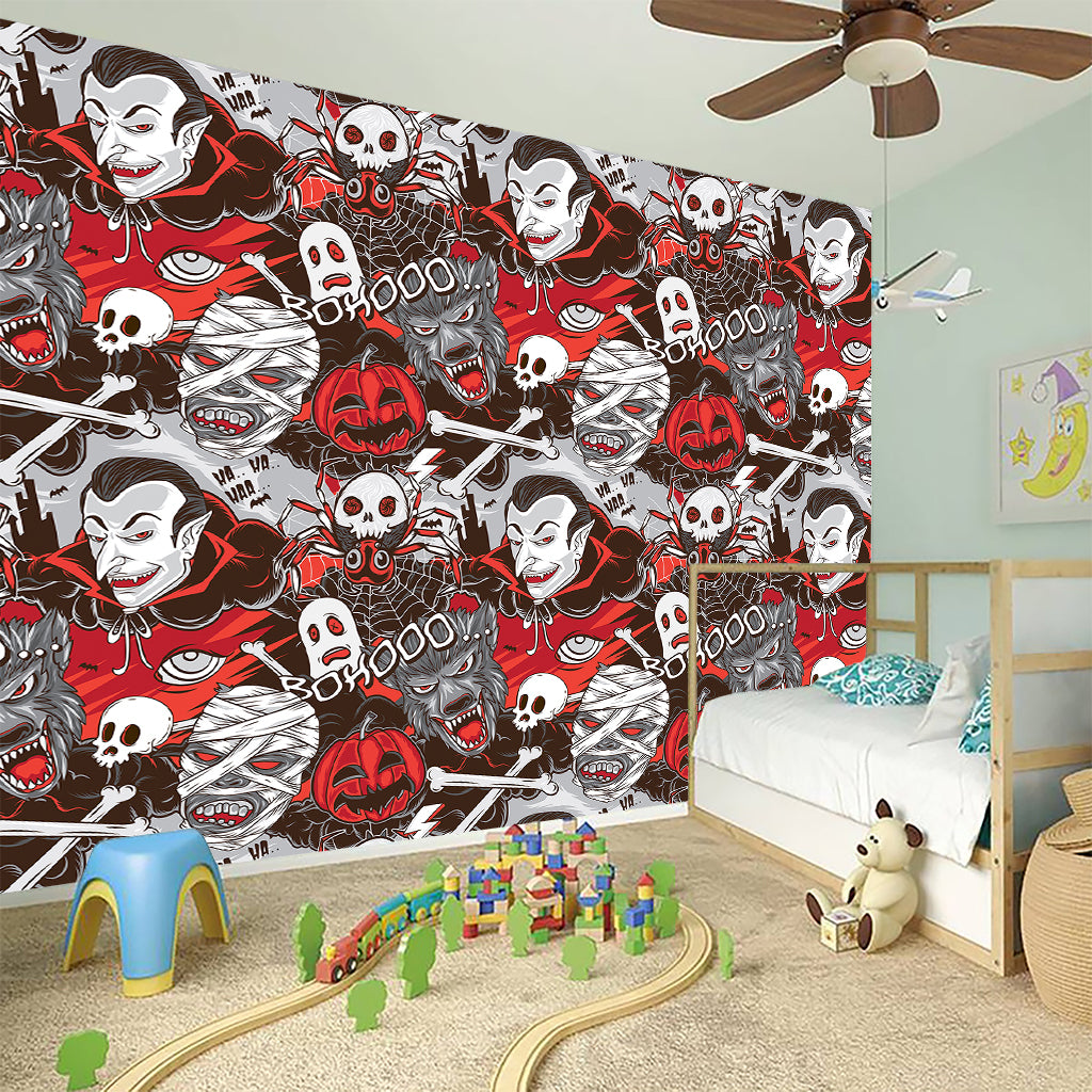 Halloween Monsters Pattern Print Wall Sticker