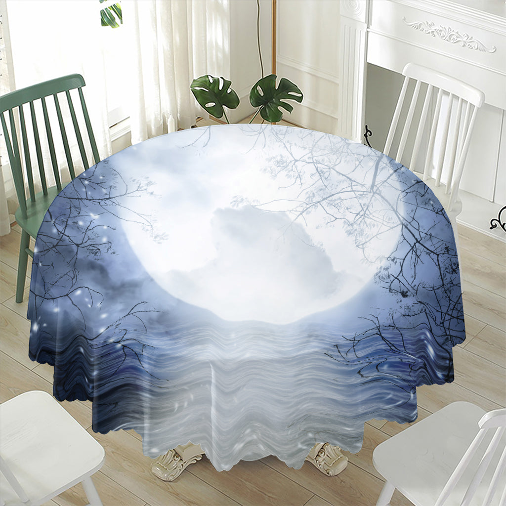 Halloween Moonlight Print Waterproof Round Tablecloth