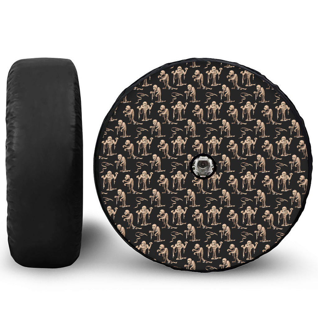Halloween Mummy Pattern Print Tire Cover With Camera Hole