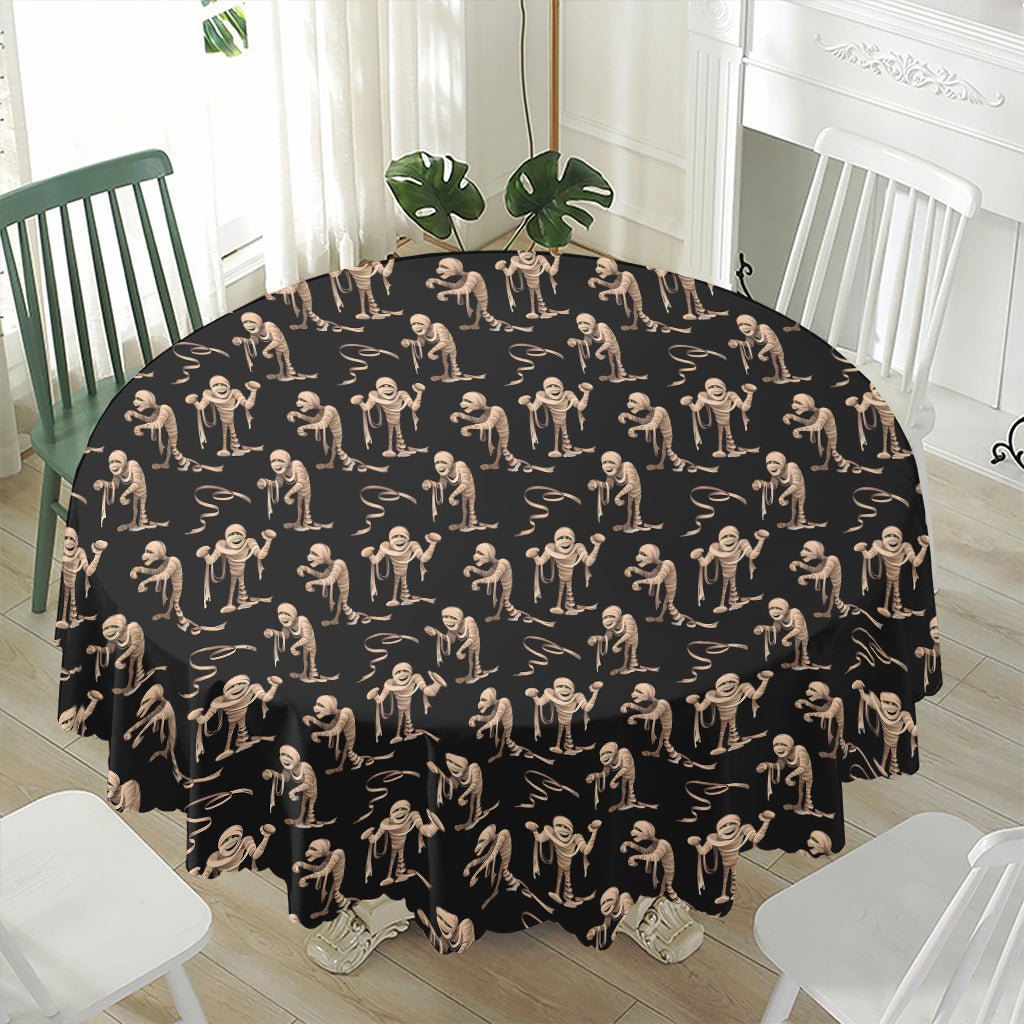 Halloween Mummy Pattern Print Waterproof Round Tablecloth