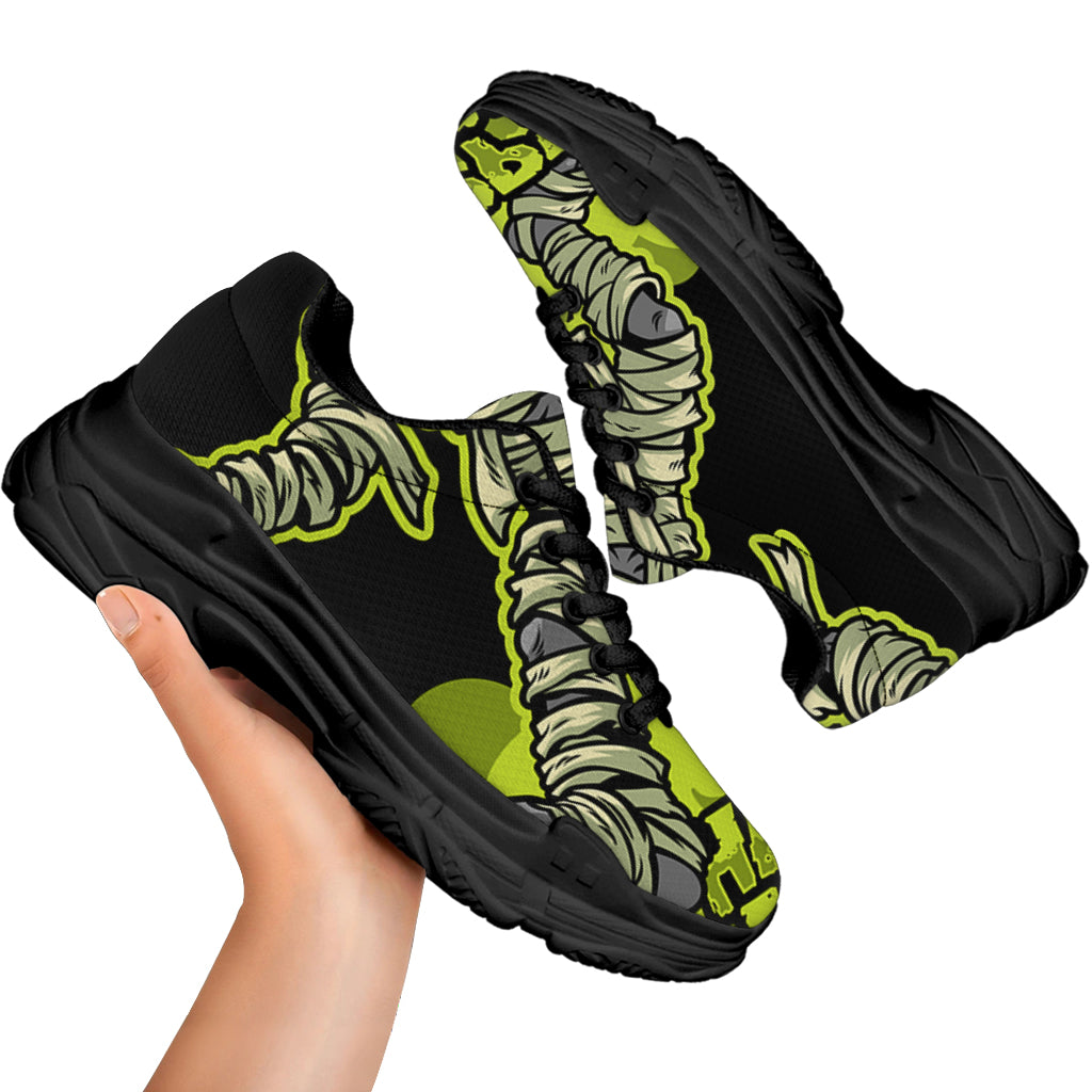 Halloween Mummy Print Black Chunky Shoes