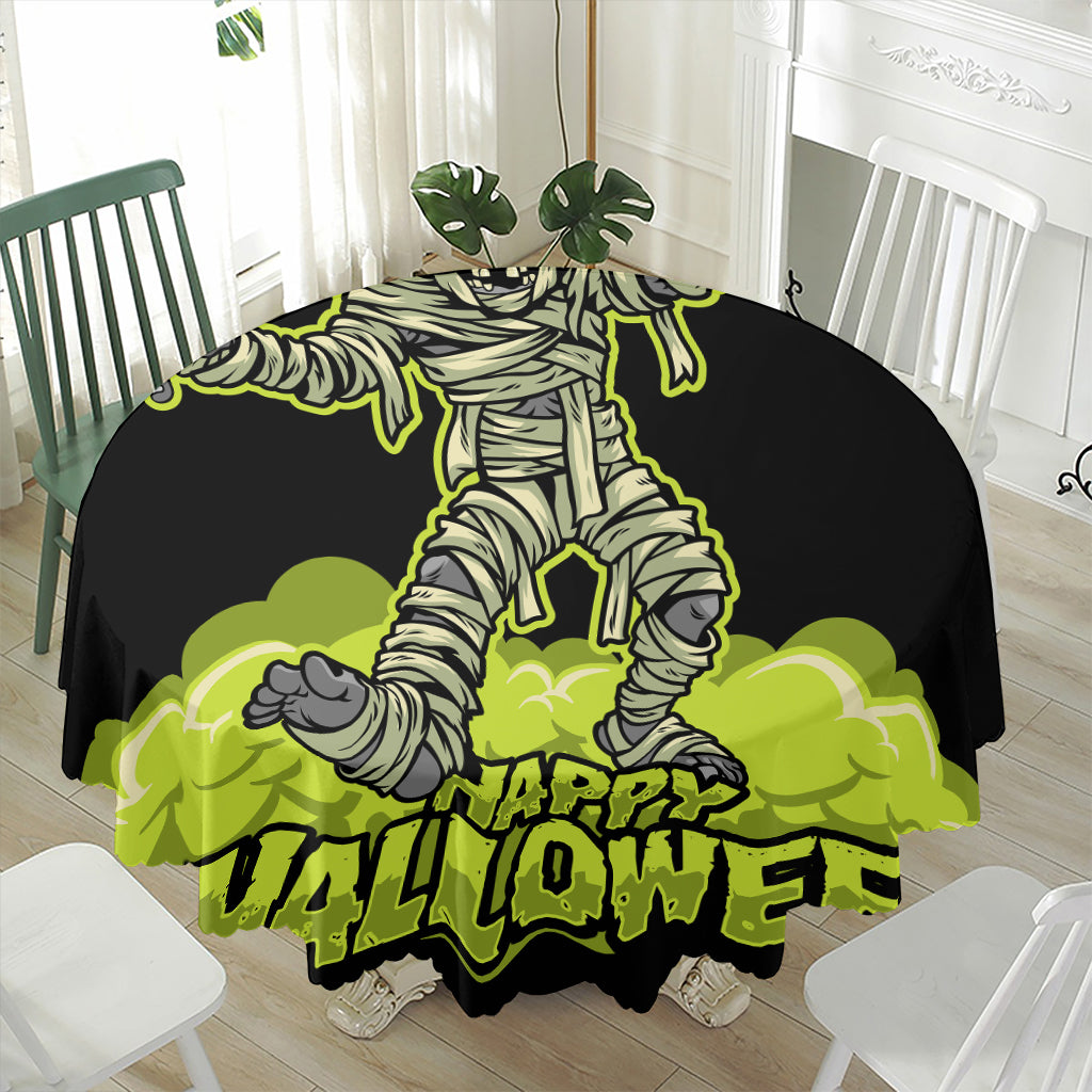 Halloween Mummy Print Waterproof Round Tablecloth