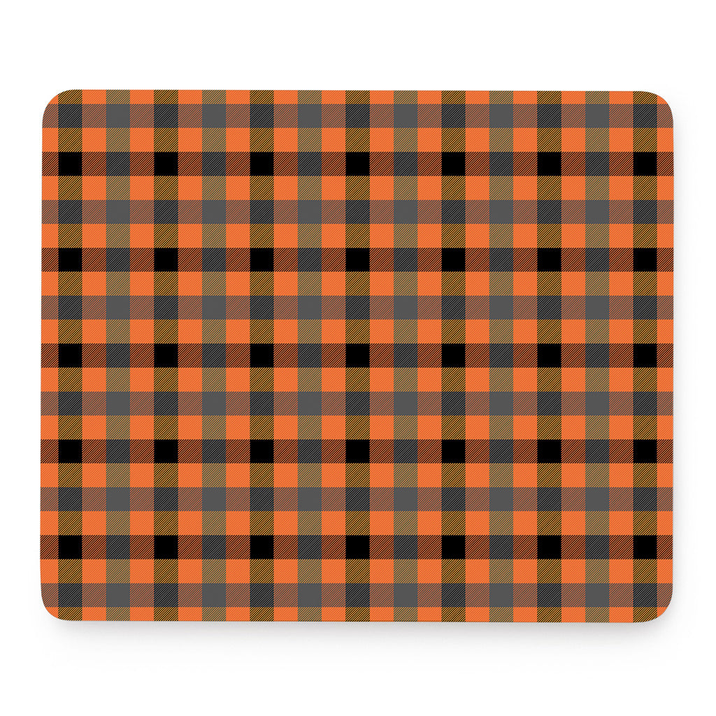 Halloween Orange Buffalo Check Print Mouse Pad
