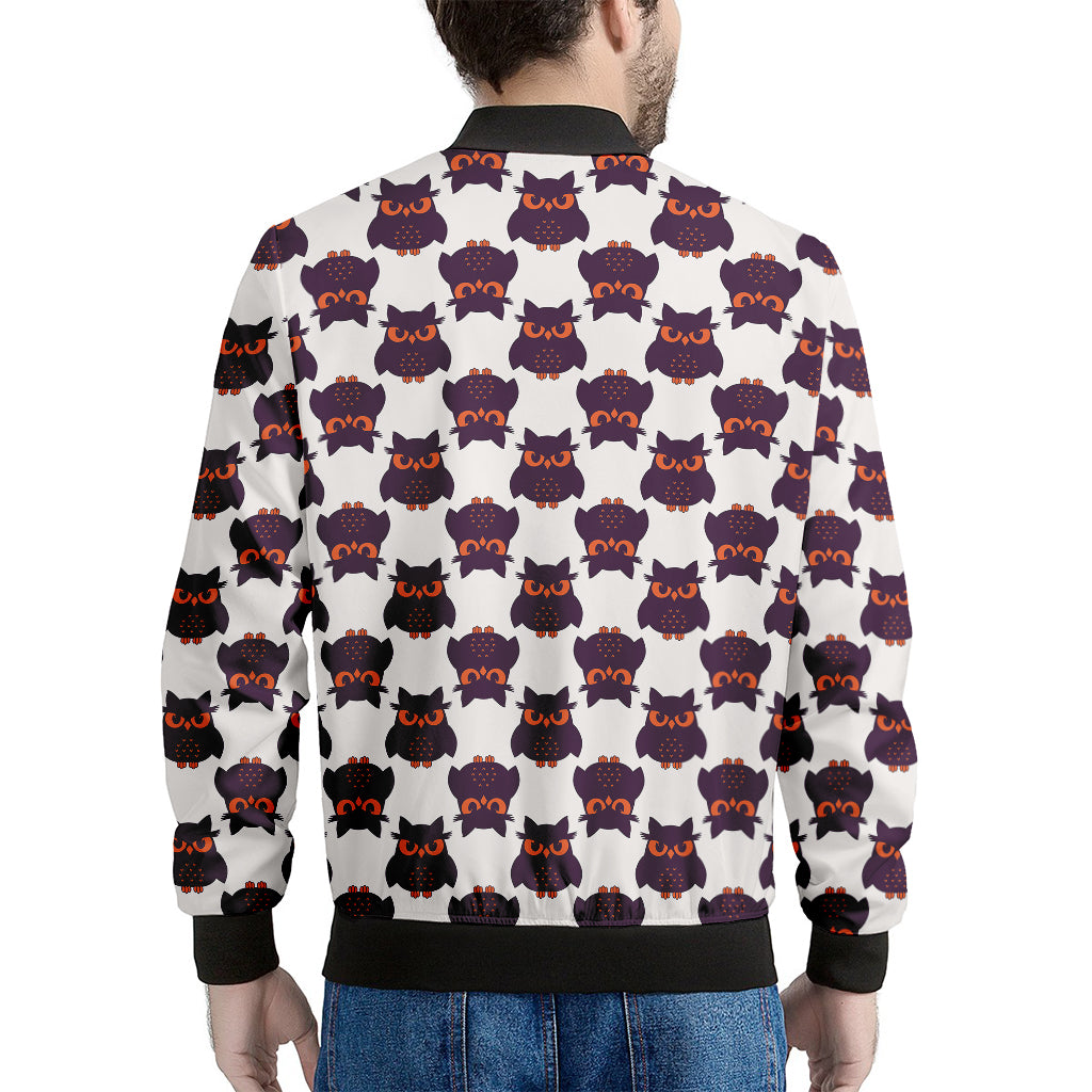 Halloween Owl Pattern Print Men's Bomber Jacket