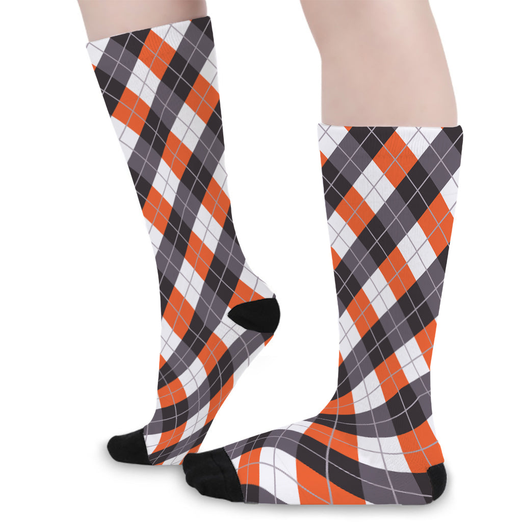 Halloween Party Argyle Pattern Print Long Socks