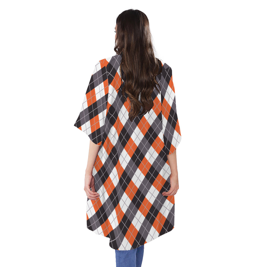 Halloween Party Argyle Pattern Print Open Front Beach Cover Up