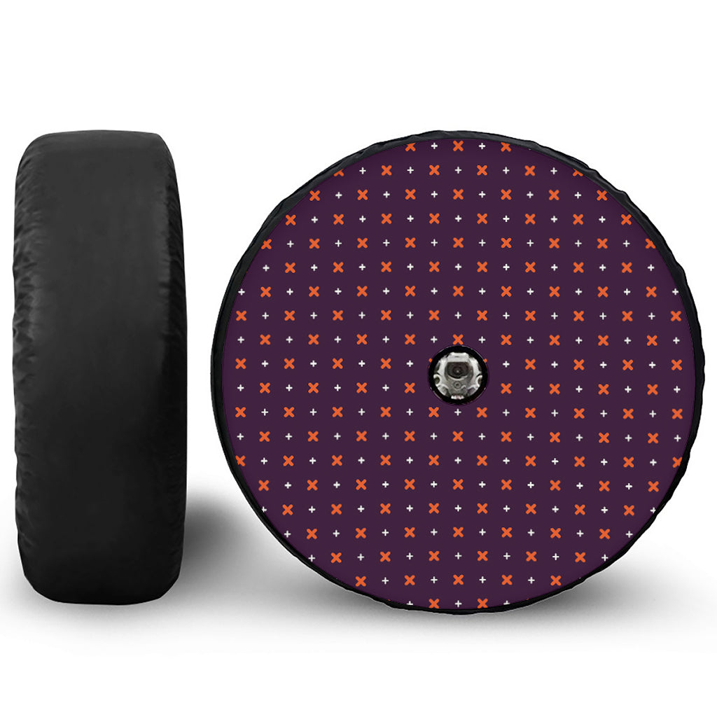 Halloween Plus And Cross Pattern Print Tire Cover With Camera Hole