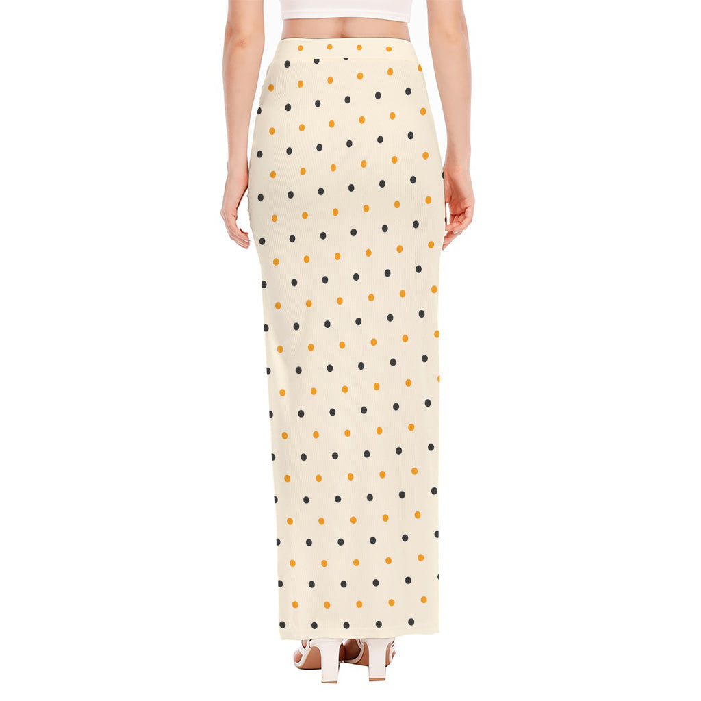 Halloween Polka Dot Pattern Print High Slit Maxi Skirt