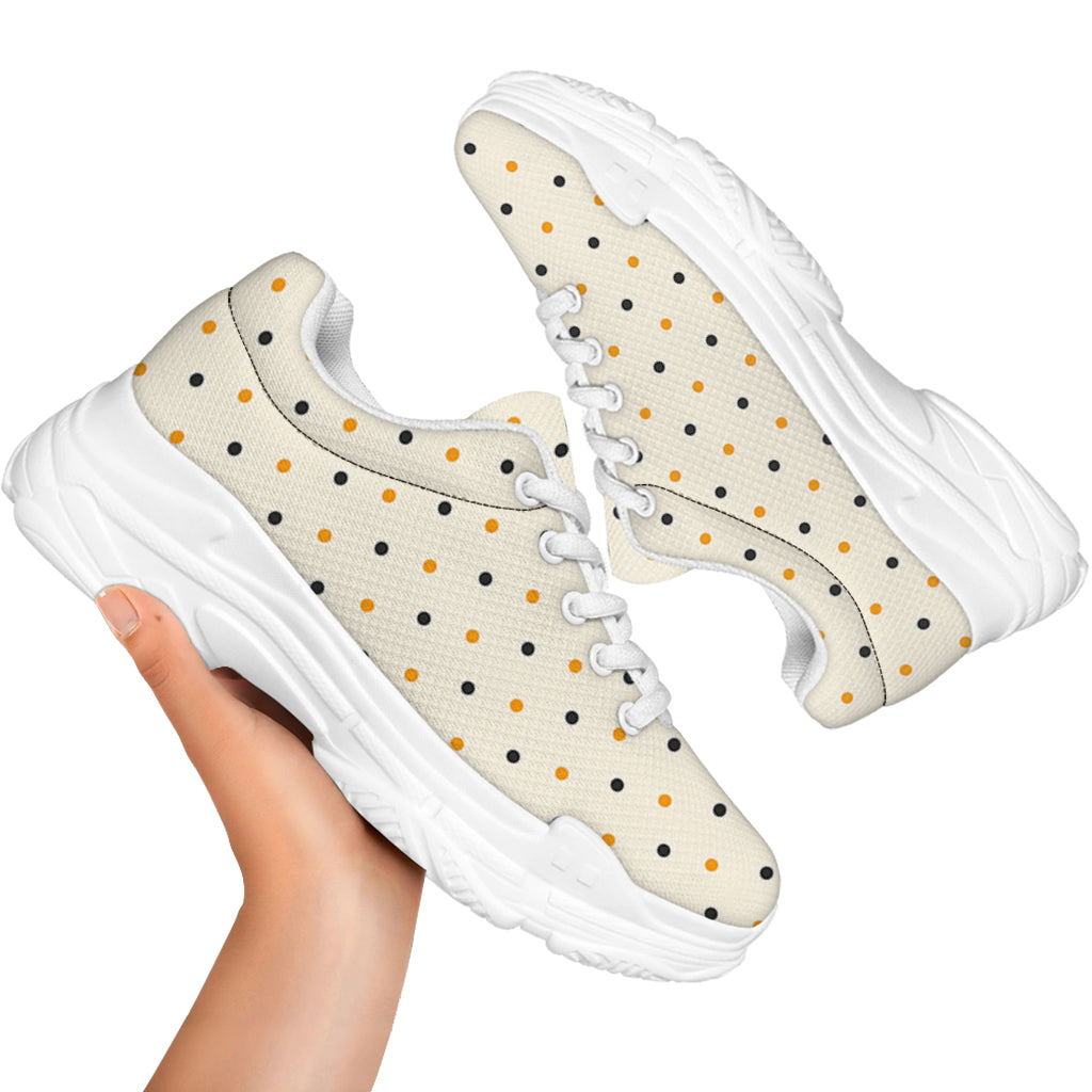 Halloween Polka Dot Pattern Print White Chunky Shoes