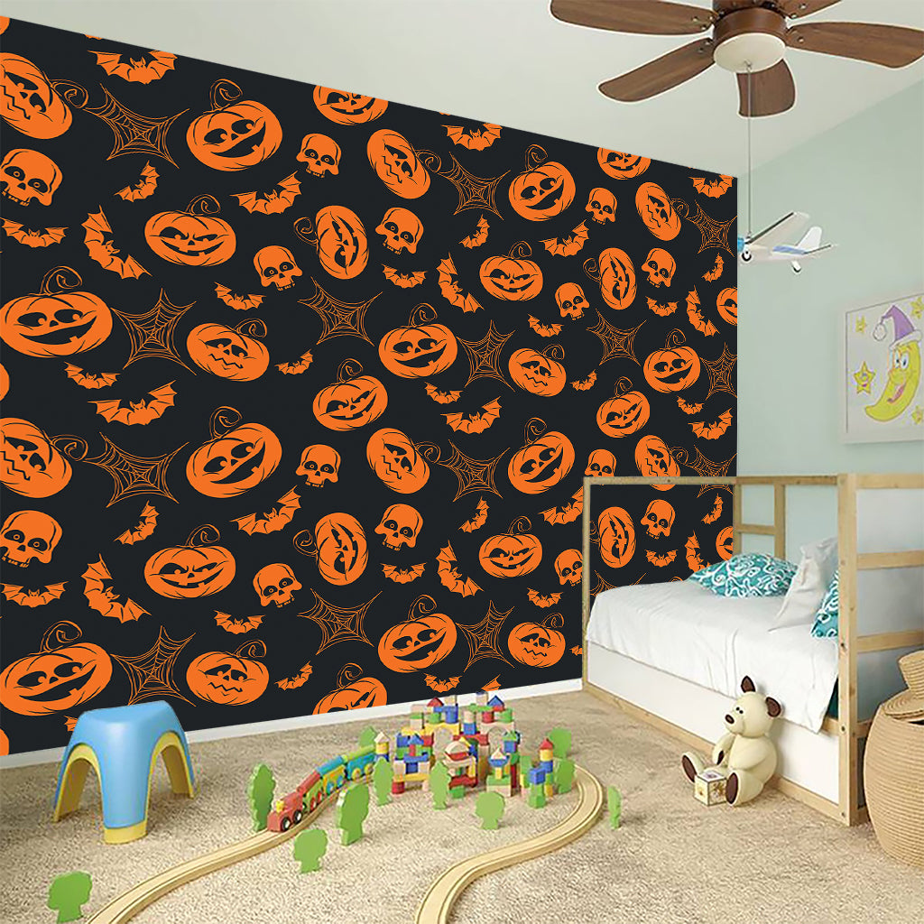 Halloween Pumpkin And Bat Pattern Print Wall Sticker