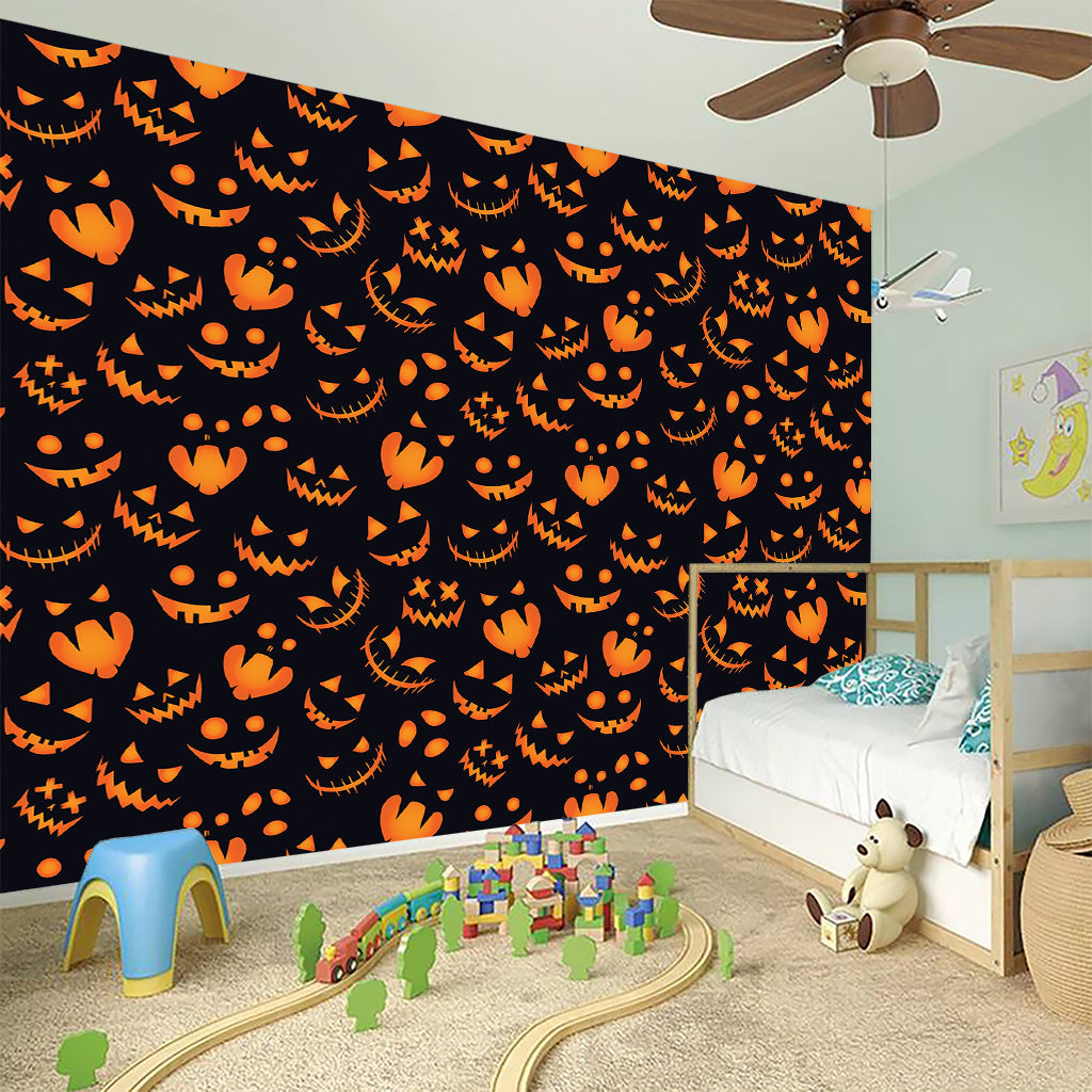 Halloween Pumpkin Faces Pattern Print Wall Sticker