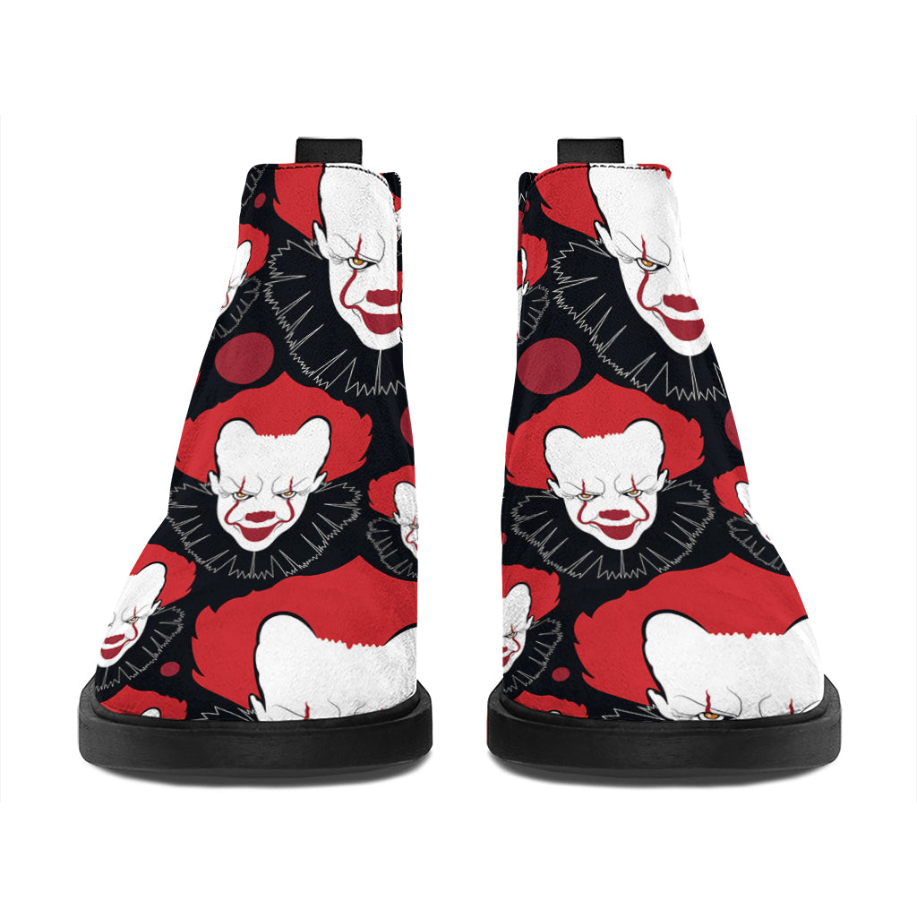 Halloween Scary Clown Pattern Print Flat Ankle Boots