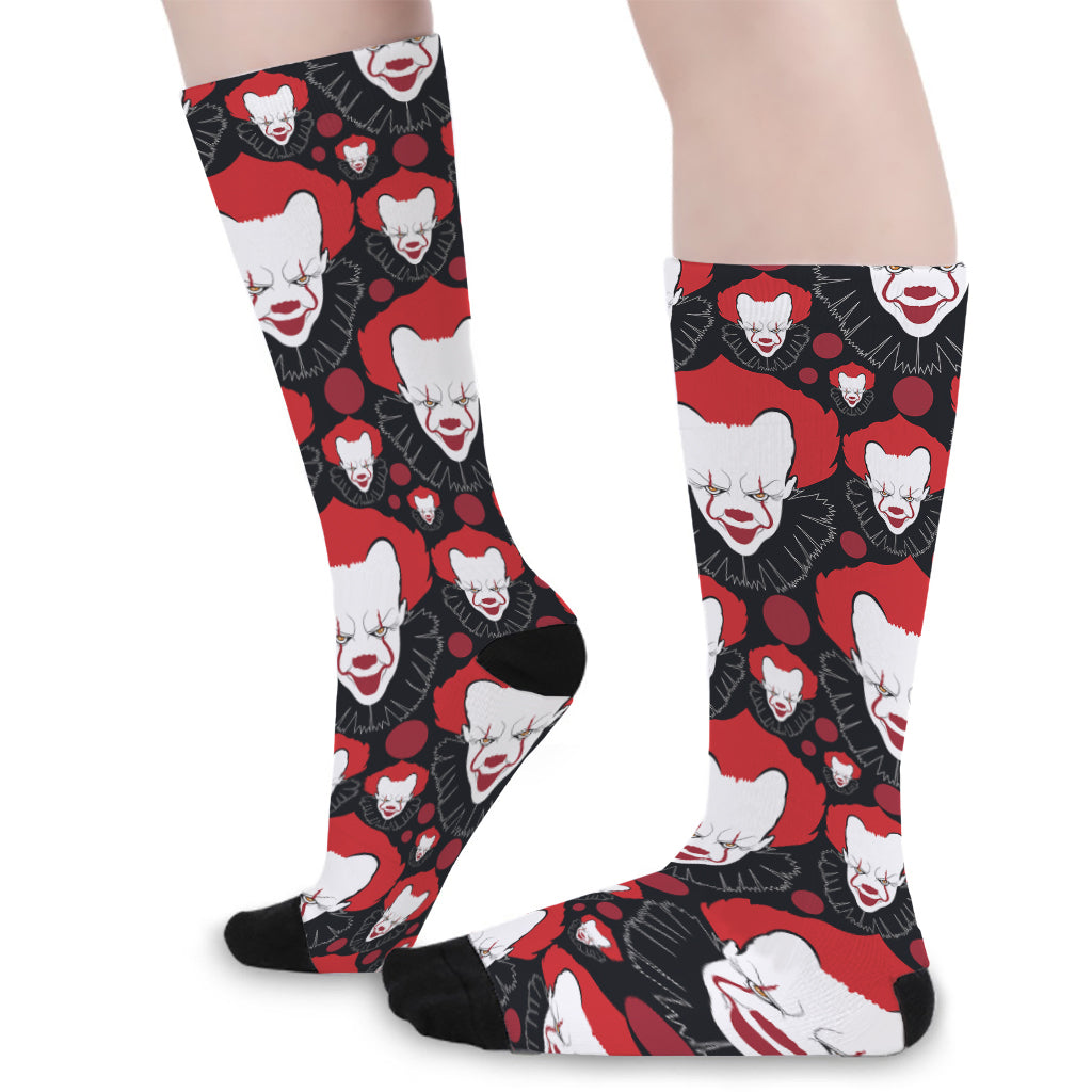 Halloween Scary Clown Pattern Print Long Socks