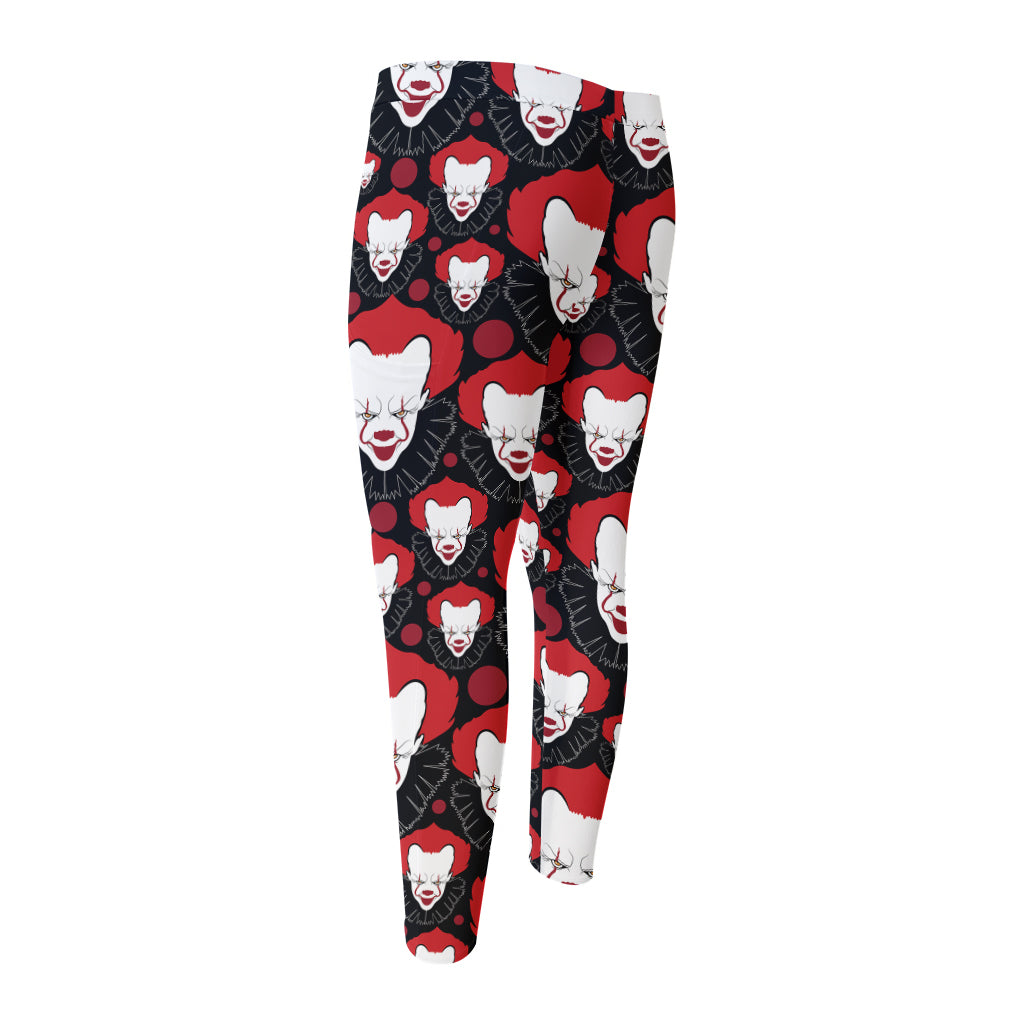Halloween Scary Clown Pattern Print Men's Compression Pants