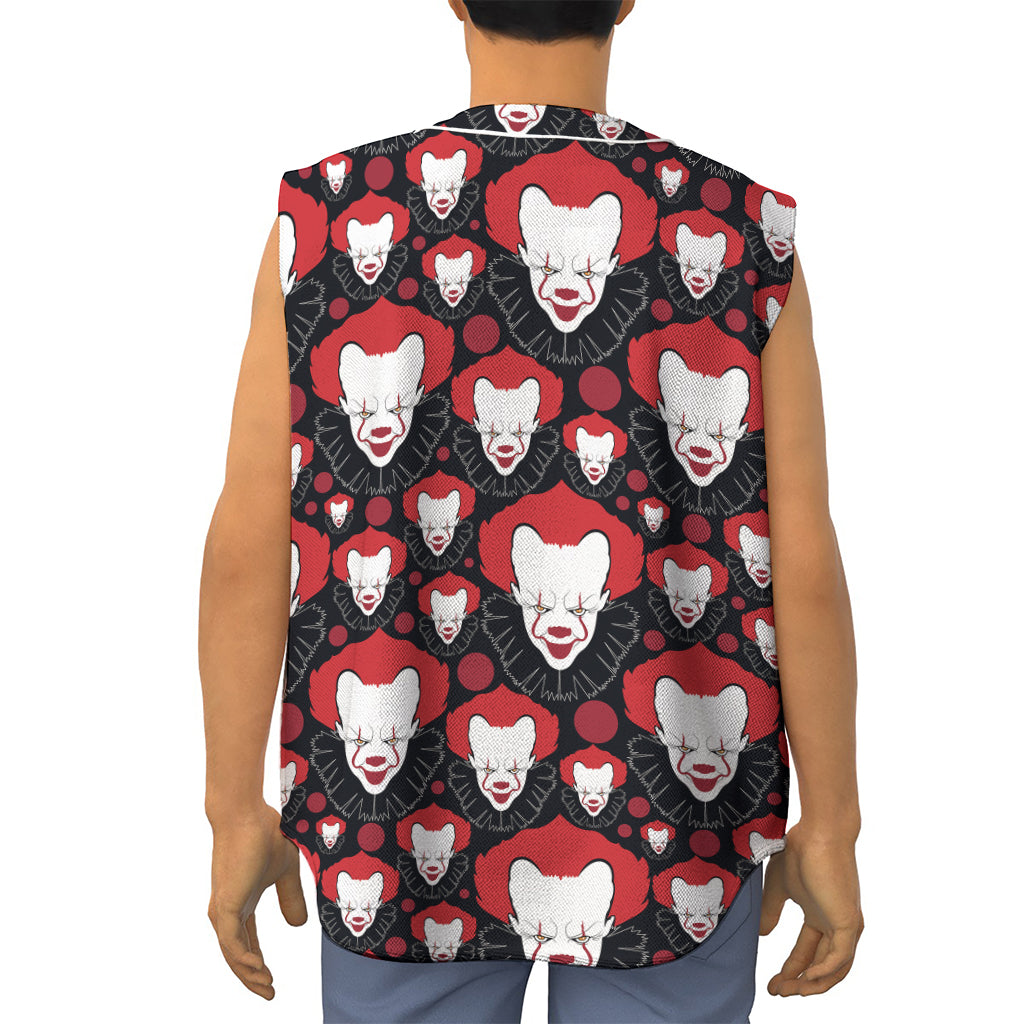 Halloween Scary Clown Pattern Print Sleeveless Baseball Jersey