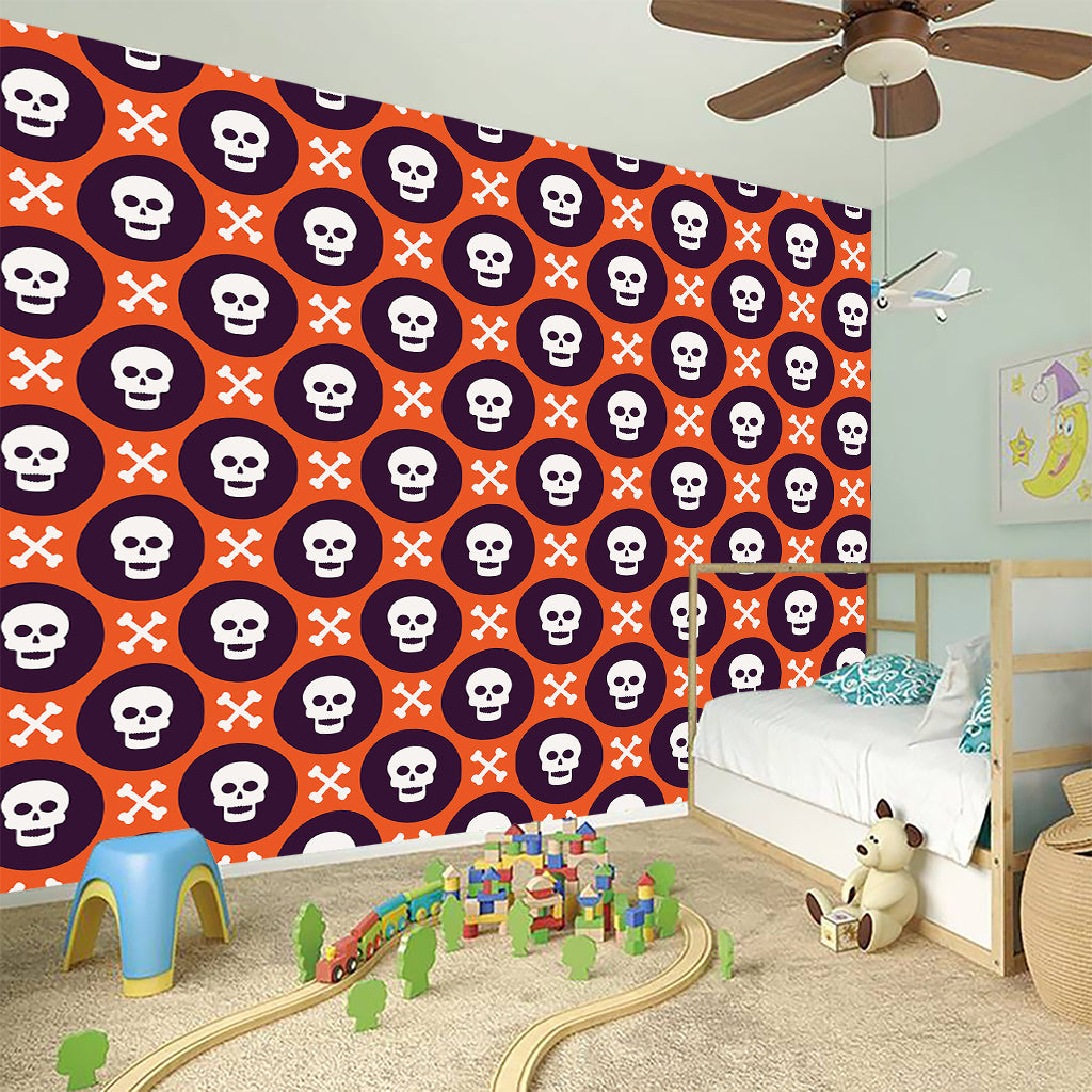 Halloween Skull And Bone Pattern Print Wall Sticker