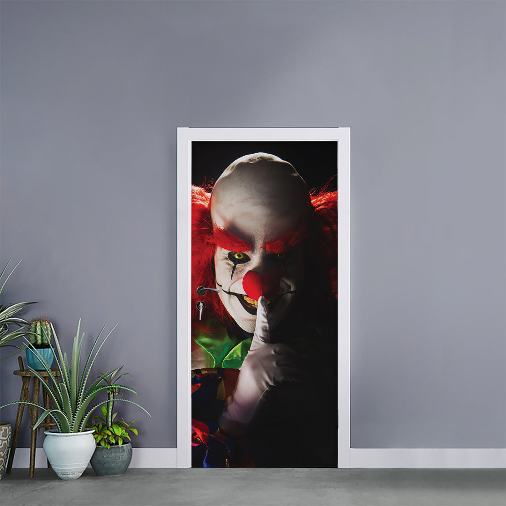 Halloween Smiling Clown Print Door Sticker