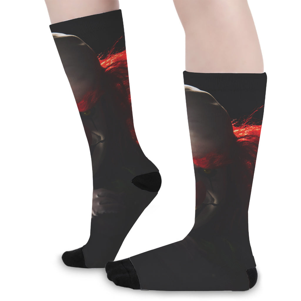 Halloween Smiling Clown Print Long Socks