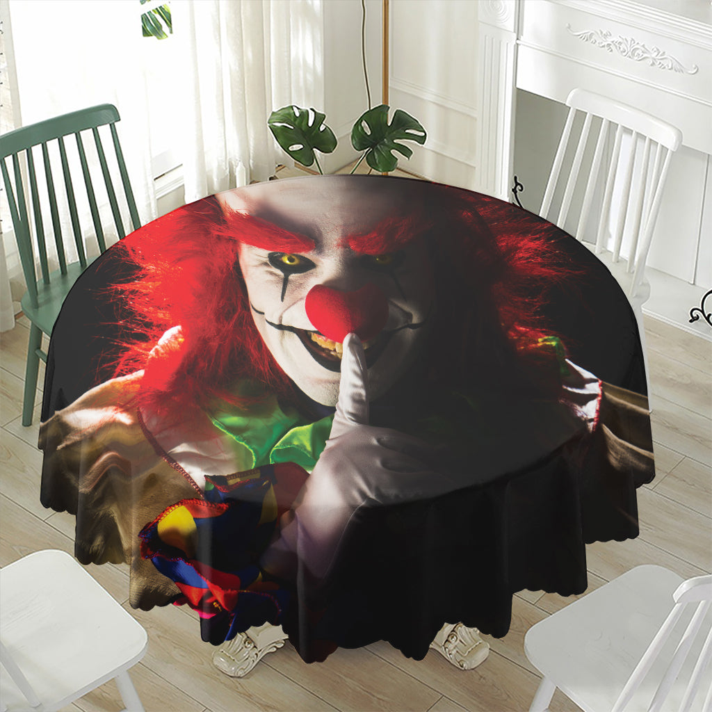 Halloween Smiling Clown Print Waterproof Round Tablecloth