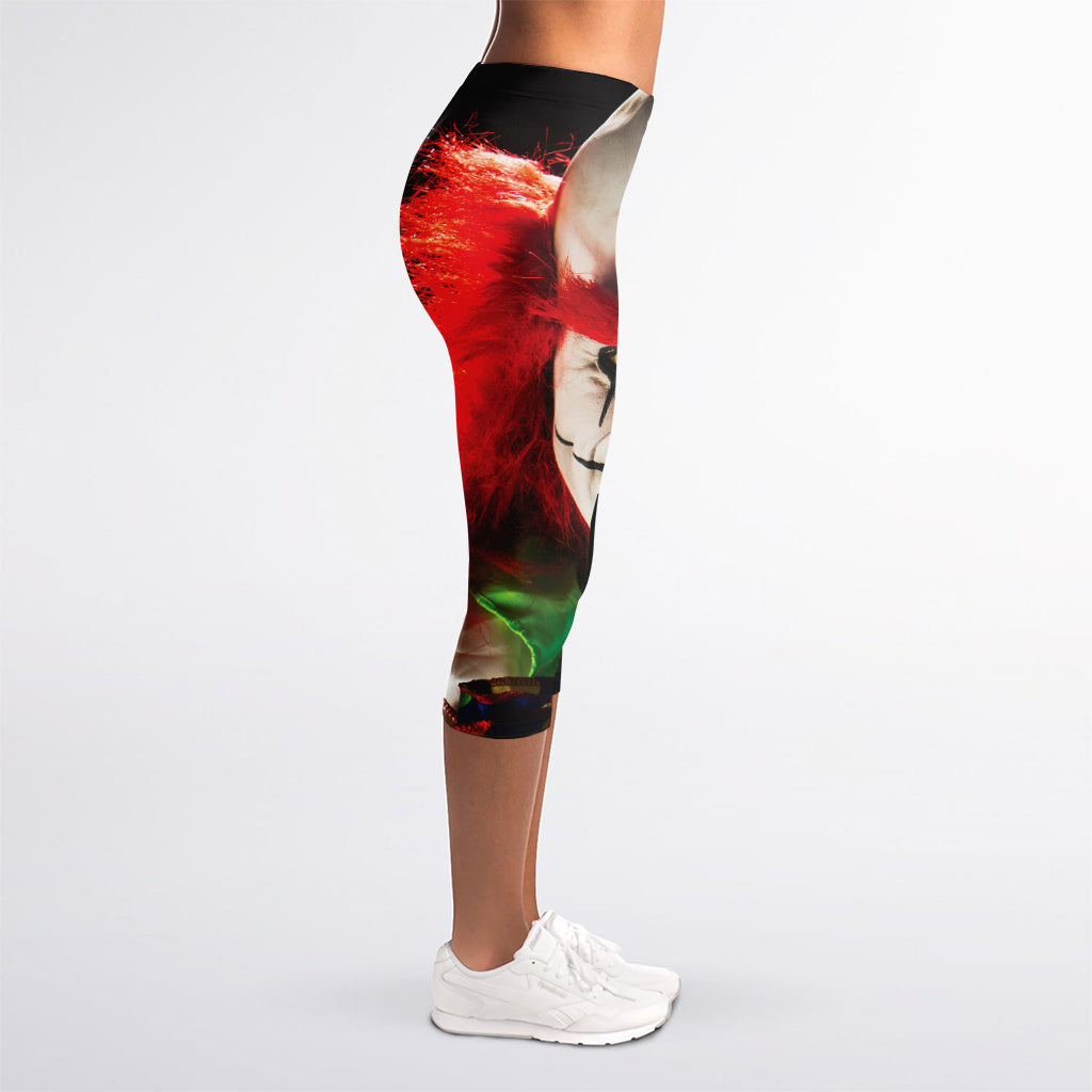 Halloween Smiling Clown Print Women's Capri Leggings