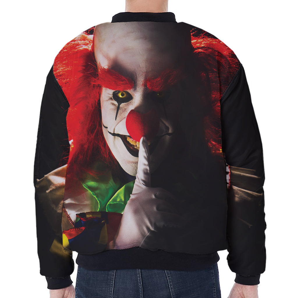 Halloween Smiling Clown Print Zip Sleeve Bomber Jacket