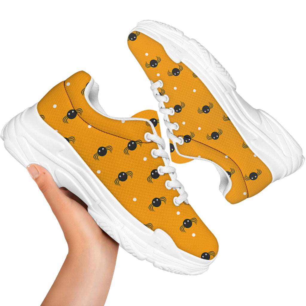 Halloween Spider Pattern Print White Chunky Shoes