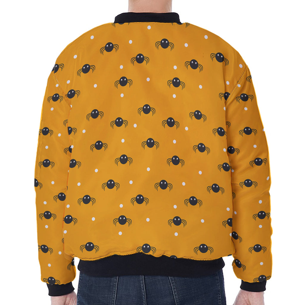 Halloween Spider Pattern Print Zip Sleeve Bomber Jacket