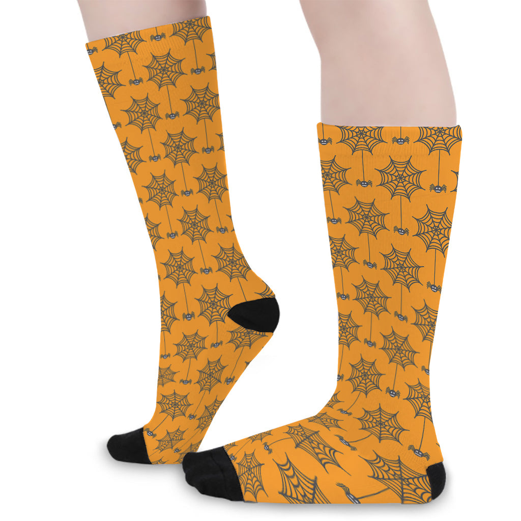 Halloween Spider Web Pattern Print Long Socks