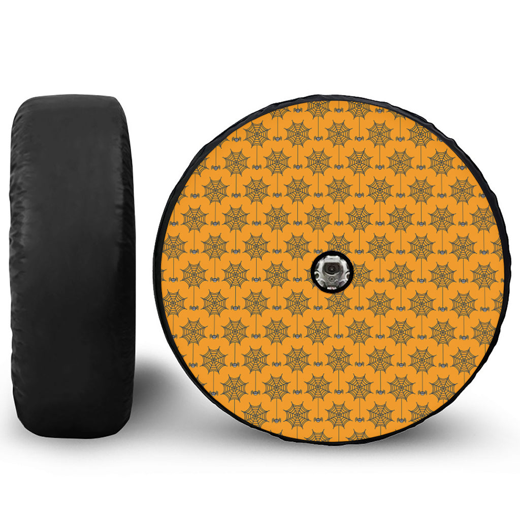 Halloween Spider Web Pattern Print Tire Cover With Camera Hole