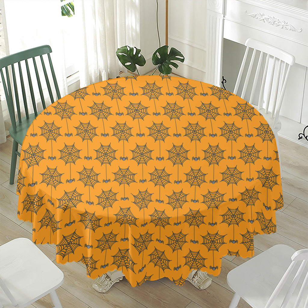 Halloween Spider Web Pattern Print Waterproof Round Tablecloth
