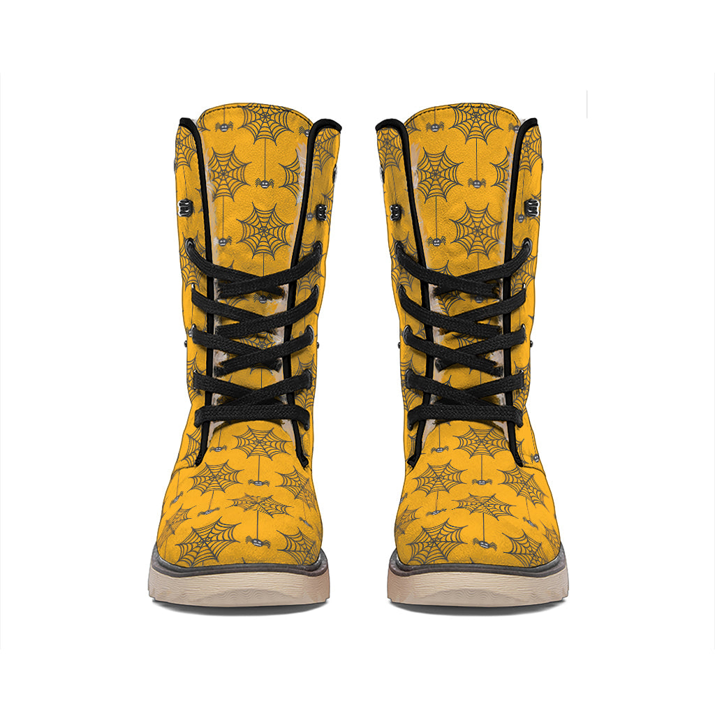 Halloween Spider Web Pattern Print Winter Boots