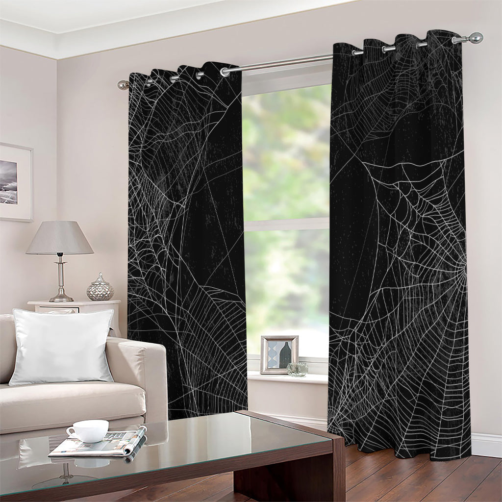Halloween Spider Web Print Extra Wide Grommet Curtains